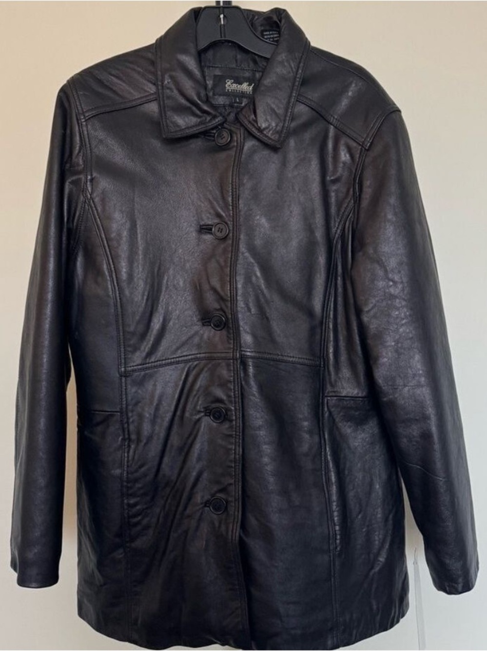 Excelled Collection Classic Black Leather Jacket for Women in Large NWT